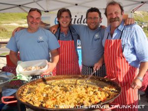 Chefs with seafood