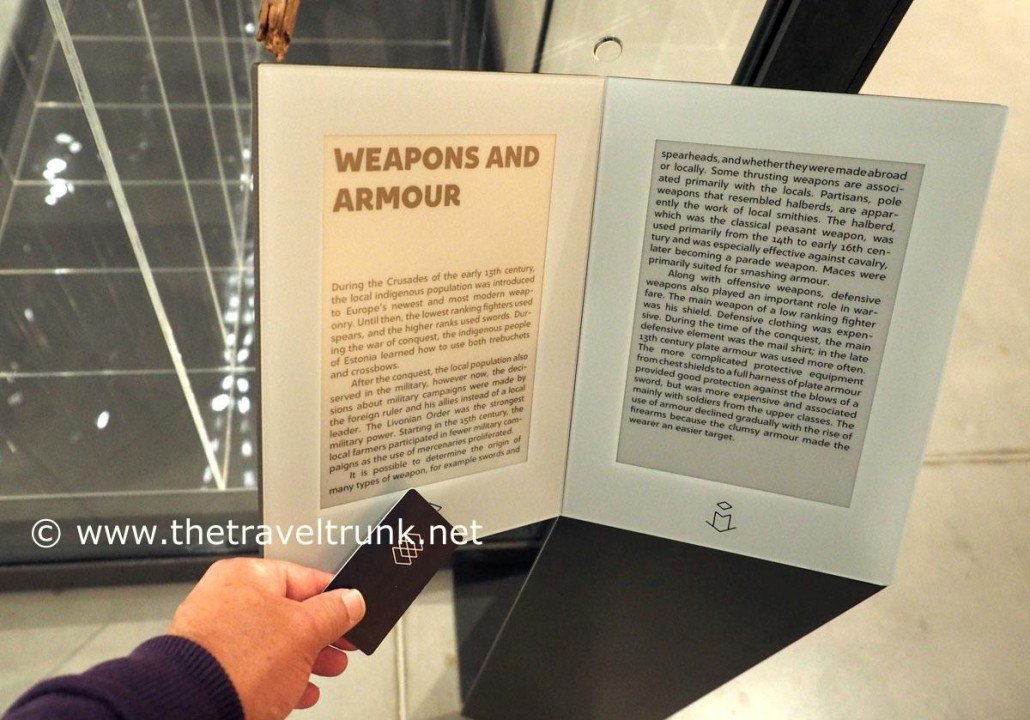 Cards change language at the new Estonian National Museum.