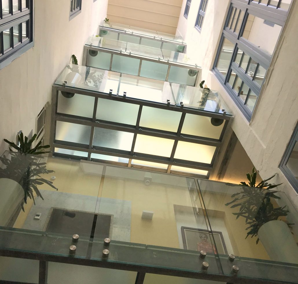 Glass and metal floors