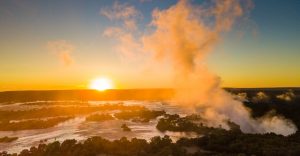 Sunset at waterfall