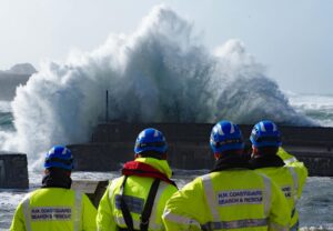 Storm waves at Mulluion the Lizard in Cornwall